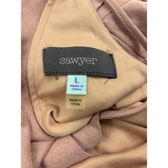 NWT Faux Suede Low-Back Ruffle Shift Dress Blush Pink Sexy Coquette Y2K Sawyer L - Picture 5 of 13
